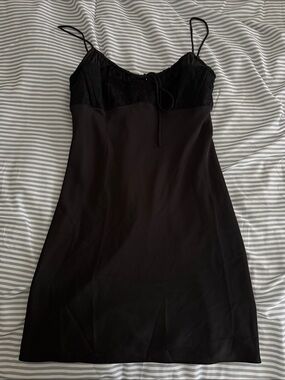 Black Lace Trim Slip Dress